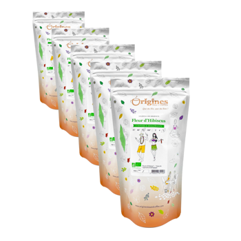 Infusion Bio Fleurs d’hibiscus Fleurs entières en Sachet - 70g - Pack 5 × Pochette 70 g