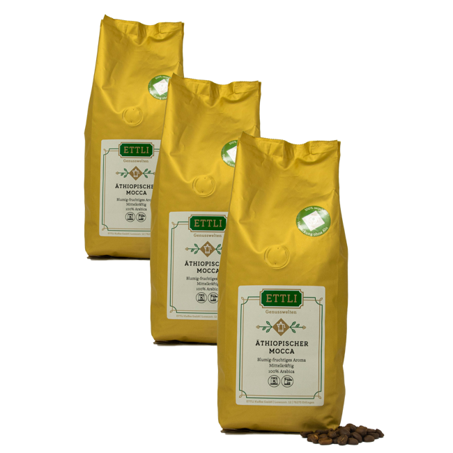 ETTLI Kaffee Café En Grains - Moka Éthiopien - 500G by ETTLI Kaffee