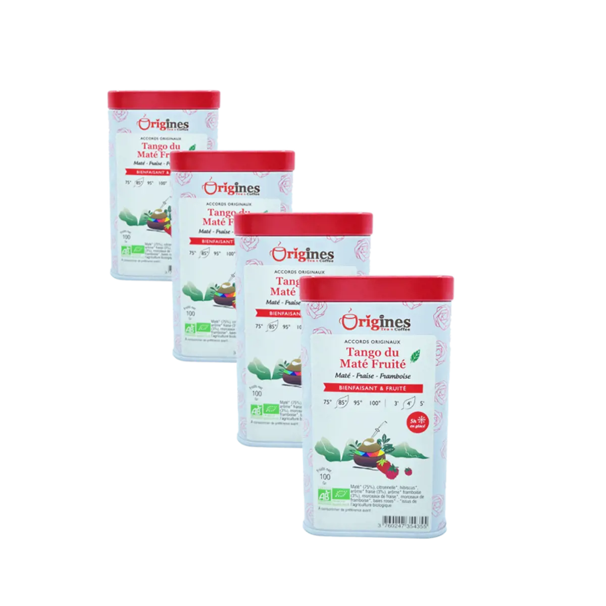 Mate Bio Metall-Box - Tango du Maté Fruité Brasilien - 100g by Origines Tea&Coffee