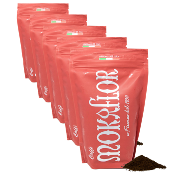 Rote Mischung 60/40 - Gemahlener Kaffee 500 g - Pack 5 × Mahlgrad Espresso Beutel 500 g