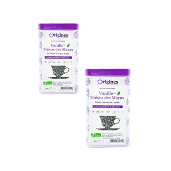 Origines Tea&Coffee The Vert Bio En - Vanille Tresor Des Mayas Coree Du Sud 100G Canette 100 G - Pack 2 × Boîte métal 100 g