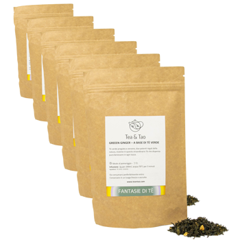 Tea & Tao Green Ginger- 100 G - Pack 6 × Pochette 100 g