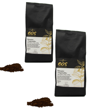EOS Kaffeerösterei Ethiopie Yirgacheffe Moulu Filtre- 1 Kg - Pack 2 × Moulu Filtre Pochette 1 kg