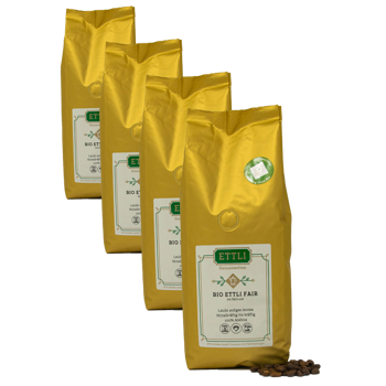 Caffè in grani - Bio ETTLI fiera - 500g - Pack 4 × Chicchi Bustina 500 g