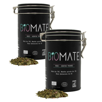 Biomaté Rose Menthe Poivree Vrac En - 150 G - Pack 2 × Boîte métal 150 g