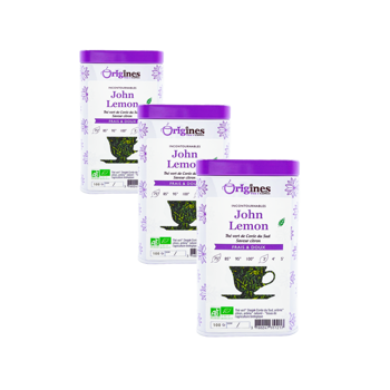 Origines Tea&Coffee The Vert Bio En - John Lemon Coree Du Sud 100G Canette 100 G - Pack 3 × Boîte métal 100 g