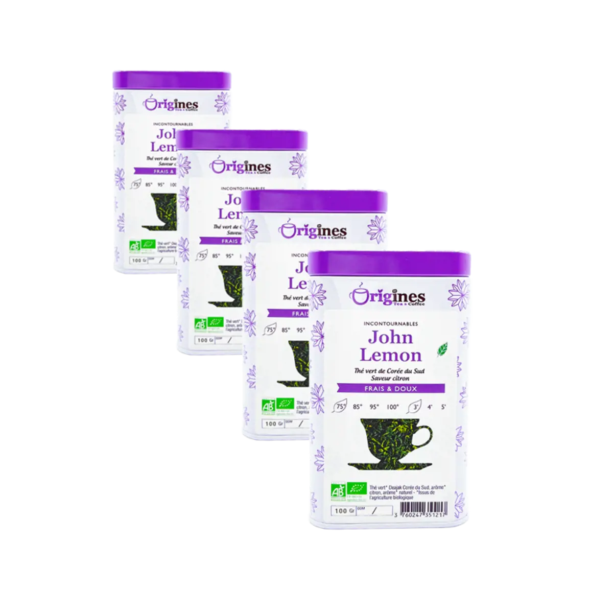 Té Verde Bio in scatola di metallo - John Lemon Corée du Sud - 100g by Origines Tea&Coffee