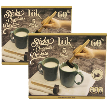 LÖK FOODSBoite 5 Batons De Chocolat 60 Chocolat Chaud Boites 90 G - Pack 2 × Boîte en carton 90 g