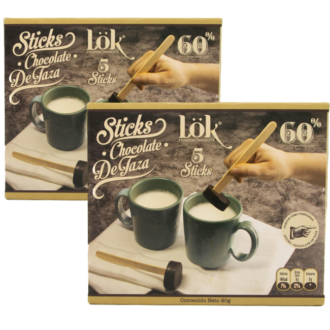 Schachtel mit 5 Schokoladensticks 60% (heiße Schokolade) by LÖK FOODS