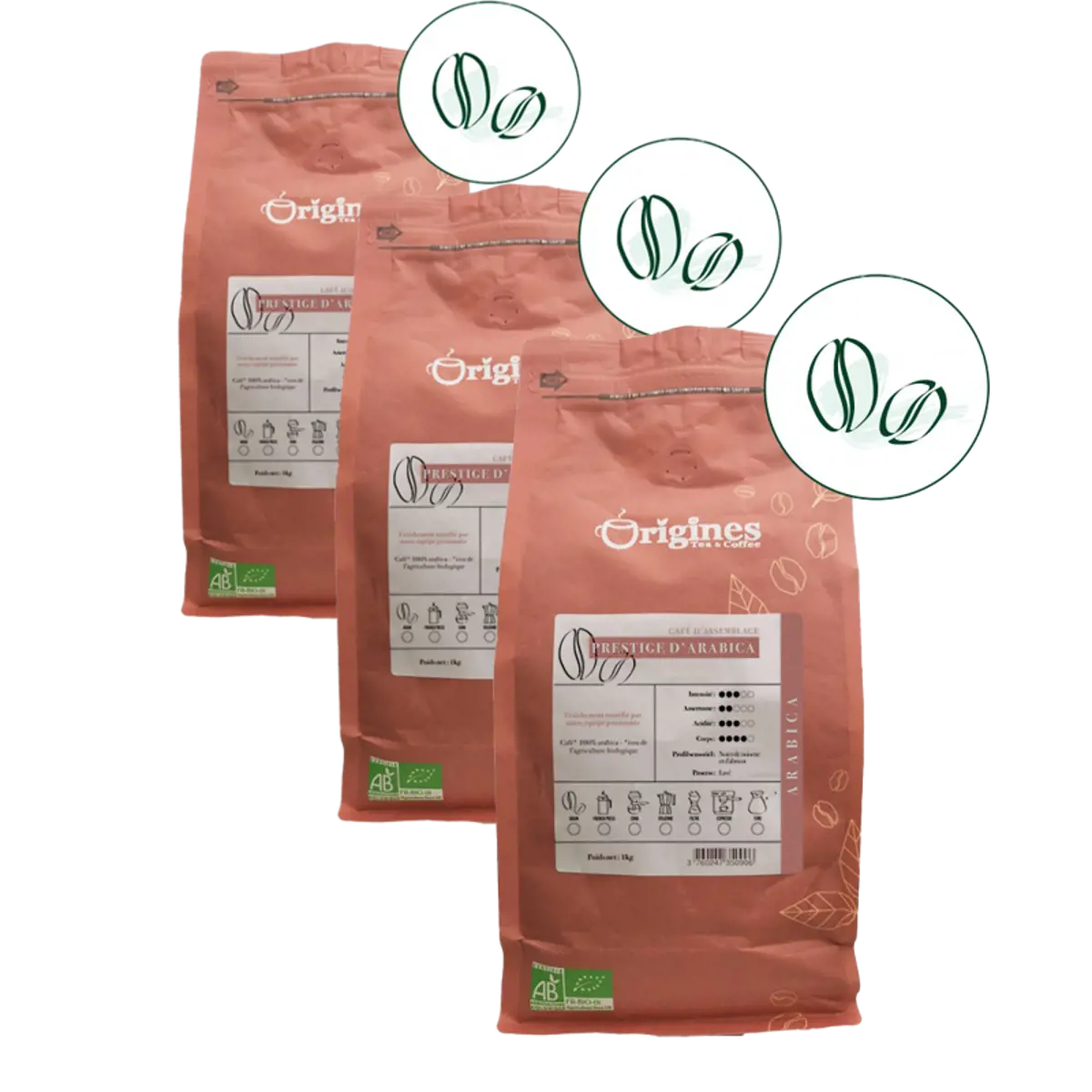 Gemahlener Kaffee  - Prestige d’Arabica - 1kg by Origines Tea&Coffee