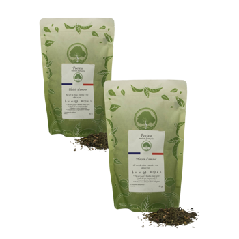 Combinazione di Tè verde, menta fresca e petali di rosa di Damasco -100g - Pack 2 × Bustina 100 g