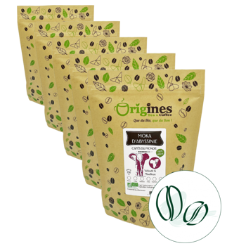 Origines Tea&CoffeeCafe Moulu Moka D Abyssinie 250G Moulu Filtre - 250 G - Pack 5 × Moulu Filtre Pochette 250 g
