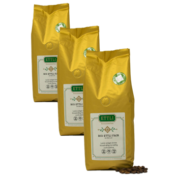 Kaffeebohnen - Bio ETTLI Fair - 250g - Pack 3 × Bohnen Beutel 250 g