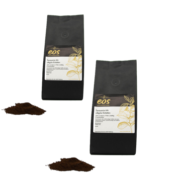 EOS Kaffeerösterei Tanzanie Ngila Moulu Piston French Press- 1 Kg - Pack 2 × Moulu French press Pochette 1 kg