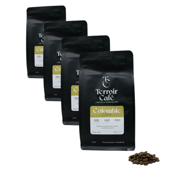 Kaffeebohnen - Kolumbien, Huila Choco 250g - Pack 4 × Bohnen Beutel 250 g