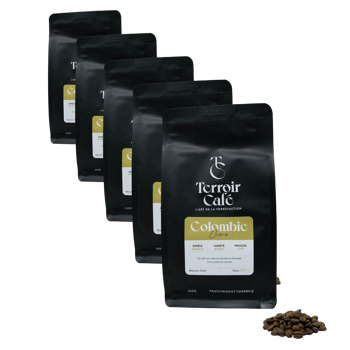 Kaffeebohnen - Kolumbien, Huila Choco 250g - Pack 5 × Bohnen Beutel 250 g