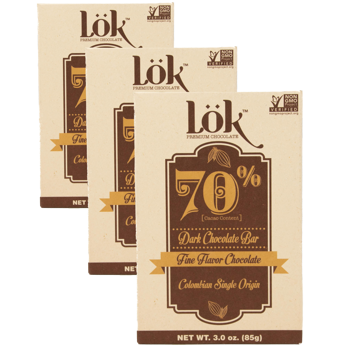 LÖK FOODSTablette Chocolat 70 Single Origin Boites 85 G - Pack 3 × Tablette 85 g