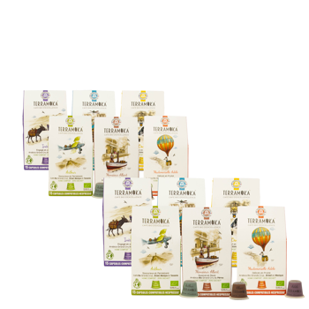 Terramoka Coffret Decouverte 6 Cafes Capsules Terratrotteur 90 Capsules - Pack 2 × 90 Capsules compatible Nespresso®