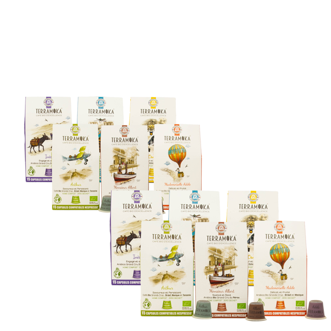 Terramoka Coffret Decouverte 6 Cafes Capsules Terratrotteur 90 Capsules by Terramoka