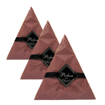 Pichon - Tablette Lyonnaise Triangle Chocolat Ruby Boite En Carton 80 G - Pack 3 × Boîte en carton 80 g