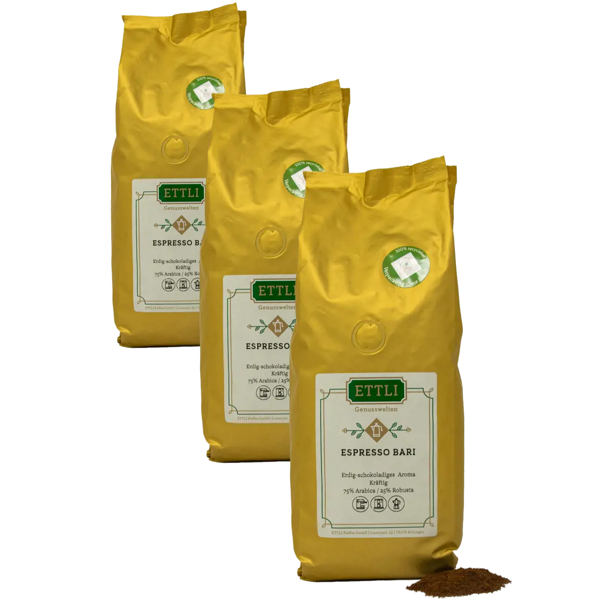 Ettli Kaffee Cafe Moulu Espresso Bari 500G Moulu Moka - 500 G by ETTLI Kaffee