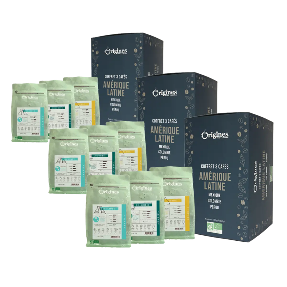 Box Caffè in grani - Amérique Latine 3x250g by Origines Tea&Coffee