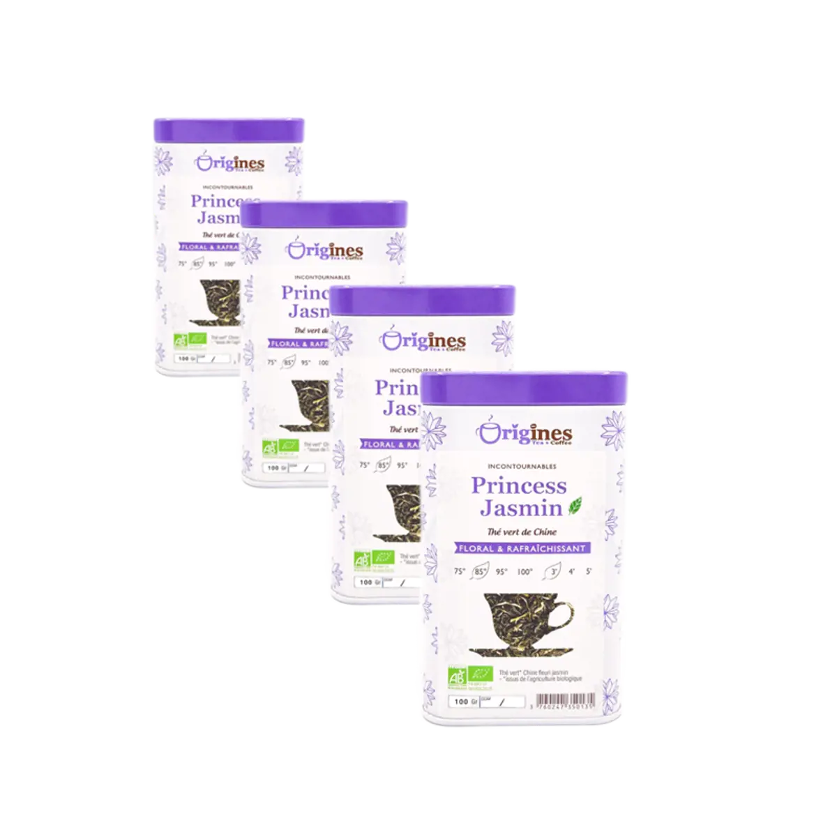 Té Verde Bio in scatola di metallo - Princess Jasmin Chine - 100g by Origines Tea&Coffee