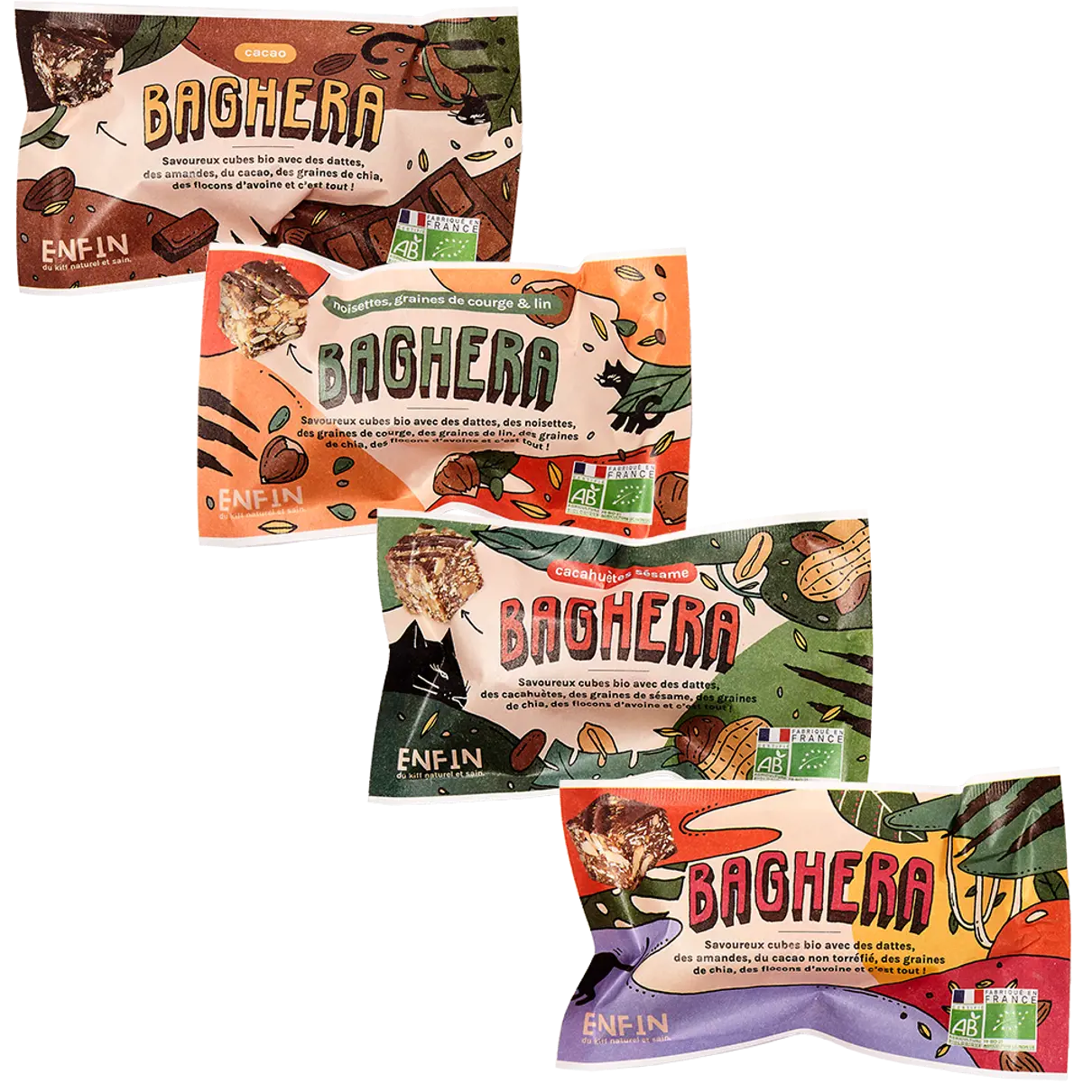 Enfin Enfin Baghera Noisettes Graines De Courge Lin Cacao Cacahuetes Sesame Et Classique X 3 Paquets Coffret Decouverte 108 G by ENFIN