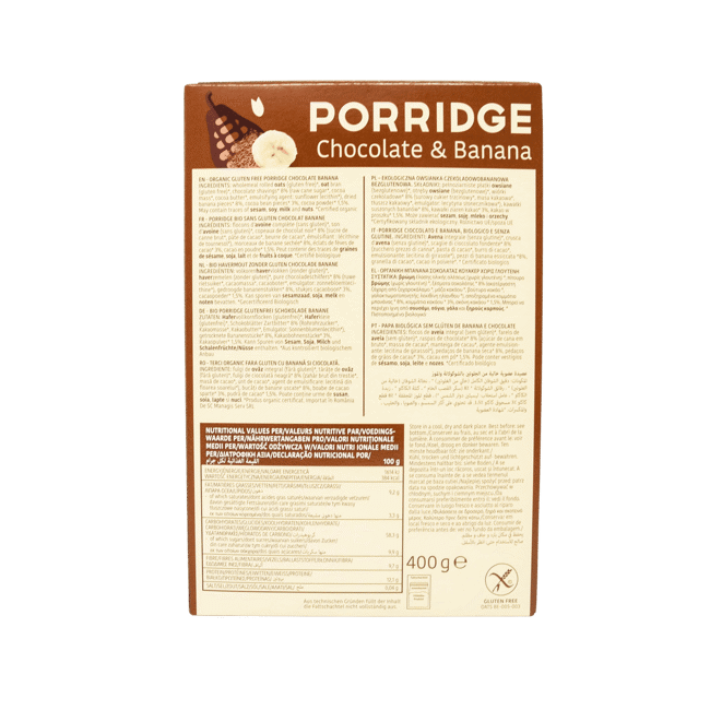 Secondo immagine del prodotto Porridge Bio Cioccolato & Banana Senza Glutine by Turtle