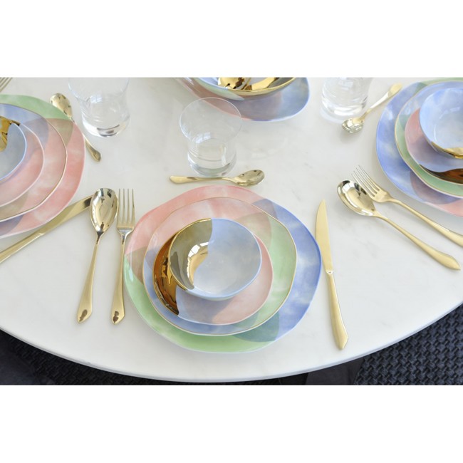 Secondo immagine del prodotto Set di posate da 24 pezzi color champagne by Aulica