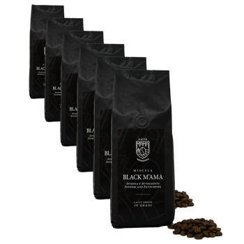 Caffé in grani - Black M'ama Caffè - 250 g - Pack 6 × Chicchi Bustina 250 g