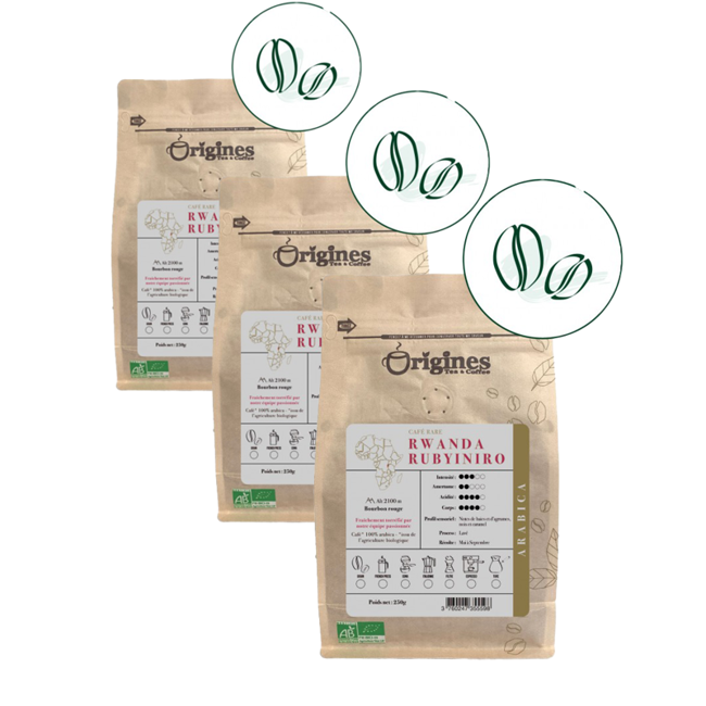 Origines Tea&Coffee Cafè En Grains - Rwanda Rubyiniro - 250G by Origines Tea&Coffee