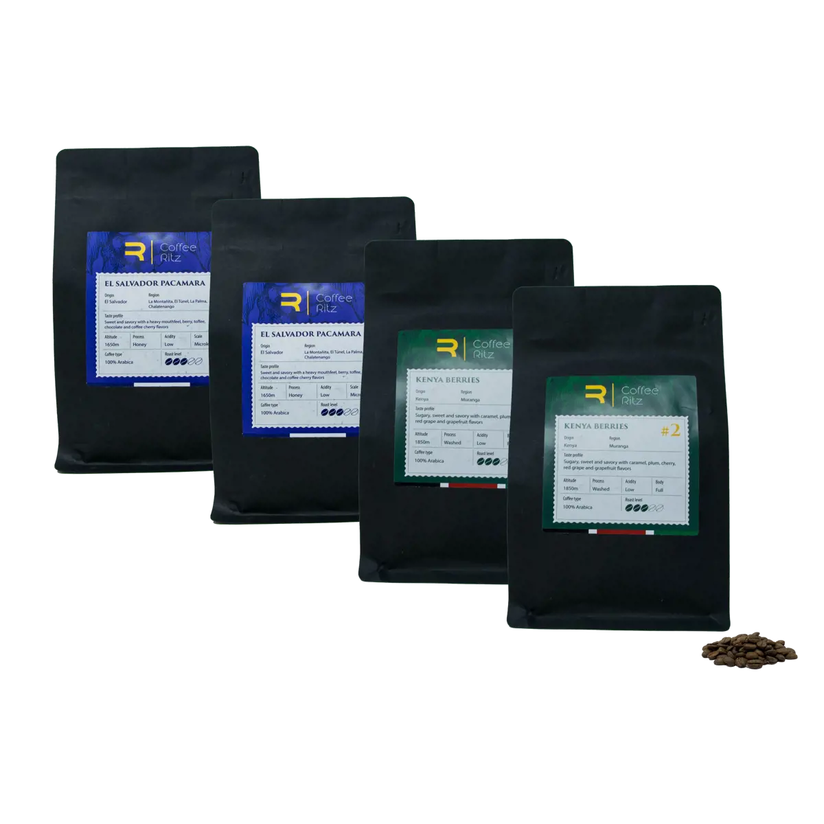 Coffee Ritz Café En Grains - El Salvador Pacamara Et Kenya Berries - 4X250G by Coffee Ritz