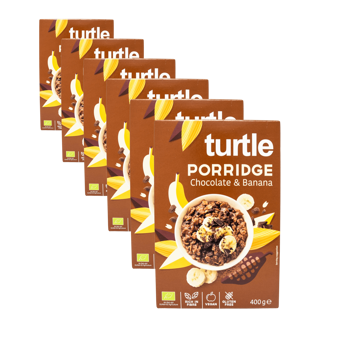 Turtle Porridge Bio Chocolat Banane Sans Gluten Boite En Carton 400 G - Pack 6 × Boîte en carton 400 g