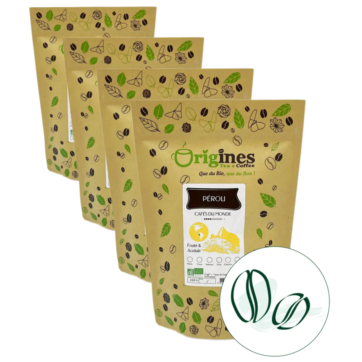 Origines Tea&CoffeeCafe Moulu Perou 250G Moulu Moka - 250 G by Origines Tea&Coffee