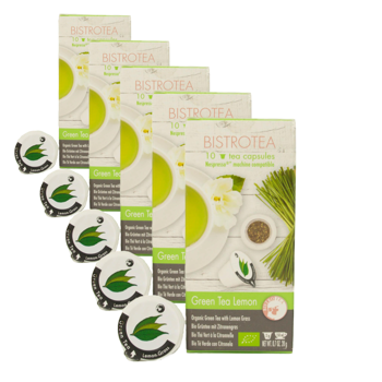 Bistrotea Vert Citronnelle Dosettes Recyclables 10 capsules - Pack 5 × Capsule 25 g