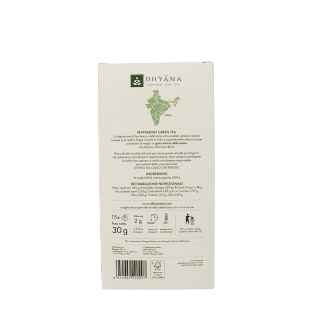 Secondo immagine del prodotto Peppermint Green Tea x15 filtri by Dhyana
