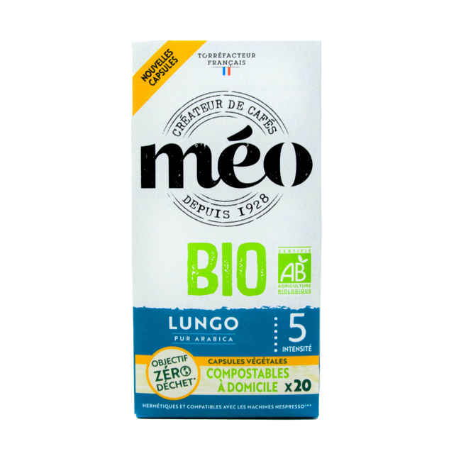 Café Méo Capsules Compostables Bio Lungo X20 20 Boites En Carton Compatible Nespresso by Café Méo