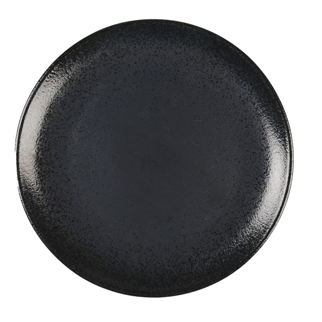 Aulica Set De 6 Assiettes Plates Noires Mate Avec Eclats 27 Cm by Aulica