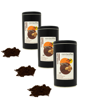 Conilon - Espresso Robusta - Pack 3 × Macinatura Moka Scatola di metallo 500 g
