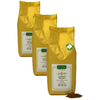 Caffè macinato - Espresso Milano - 500g - Pack 3 × Macinatura French press Bustina 500 g