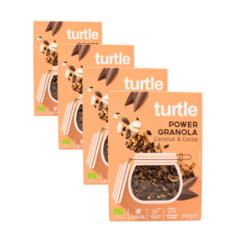Turtle Power Granola Bio Noix De Coco Cacao Boite En Carton 350 G - Pack 4 × Boîte en carton 350 g