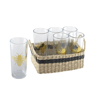 Gläser Biene mit Korb - 6er-Set - 