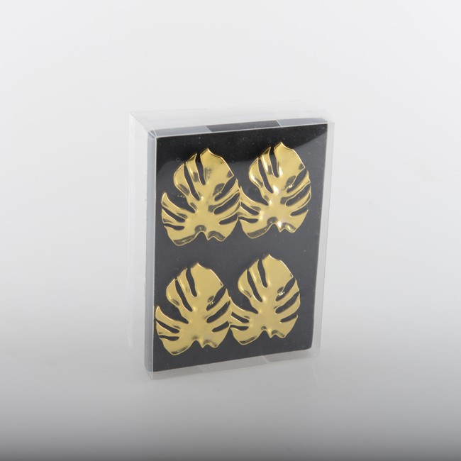 Secondo immagine del prodotto Anello portatovaglioli con foglie di palma dorate - set di 4 pezzi by Aulica