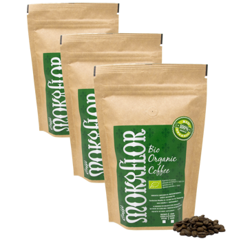 Miscela 100% Arabica Bio - Caffè in grani 250 g - Pack 3 × Chicchi Bustina 250 g