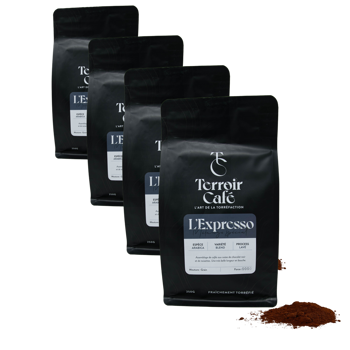 Gemahlener Kaffee - Die Espresso-Zusammenstellung - 250g - Pack 4 × Mahlgrad Espresso Beutel 250 g