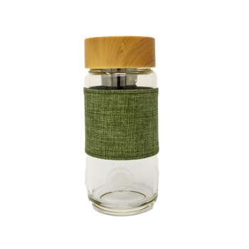 Glasflasche mit Teesieb, 400ml -grün - Pack 2 ×