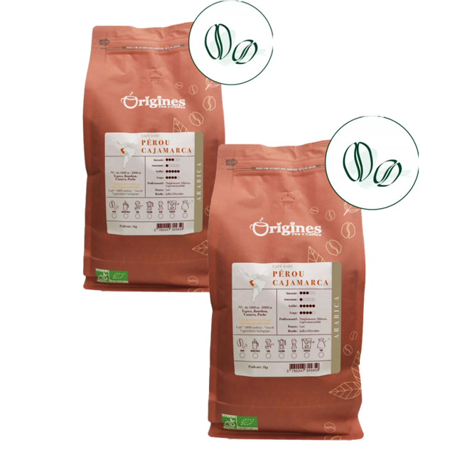 Origines Tea&CoffeeCafe Moulu Perou Cajamarca 1Kg Moulu Aeropress - 1 Kg by Origines Tea&Coffee