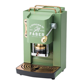 FABER Kaffeepadmaschine - Pro Mini Deluxe Acid Green & Brass, Messing 1,3 l - 