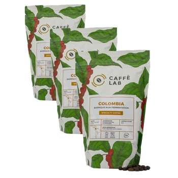 CaffèLab Café Colombia Rum Barrique - Grains - Pack 3 × Grains Pochette 250 g